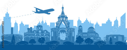 Bulgaria famous landmark silhouette style,vector illustration