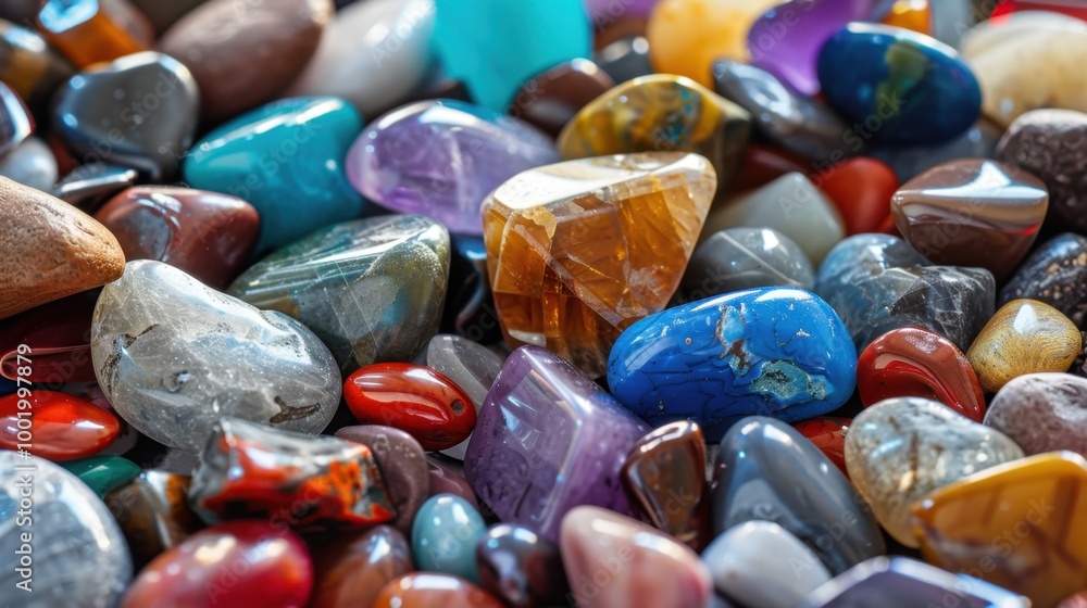 Colorful Collection of Polished Gemstones and Crystals Colorful Collection of Polished Gemstones and Crystals