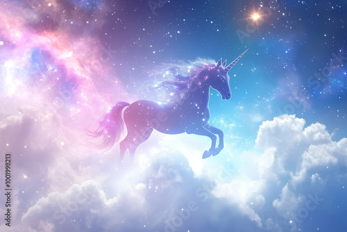 Background abstract unicorn galaxy light with star and cloud