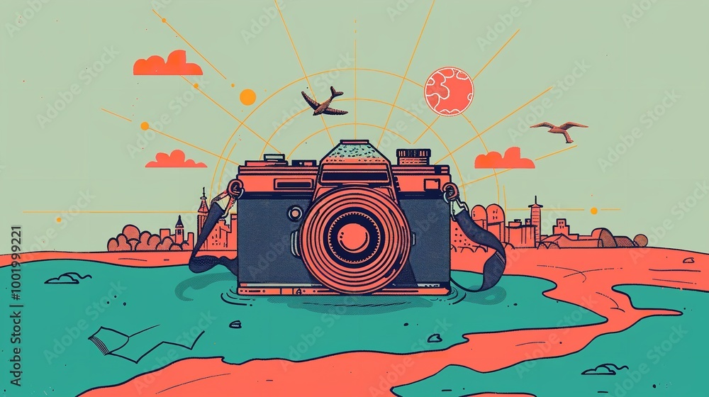 Fototapeta premium World Photography Day vector banner. Social media post