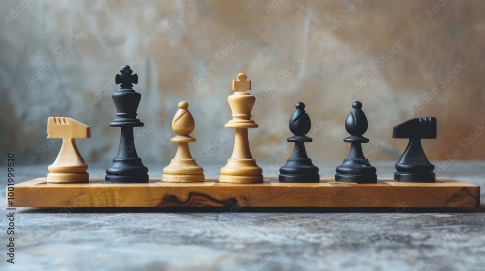 Elegant Chess Pieces on Wooden Board in Low Light Elegant Chess Pieces on Wooden Board in Low Light