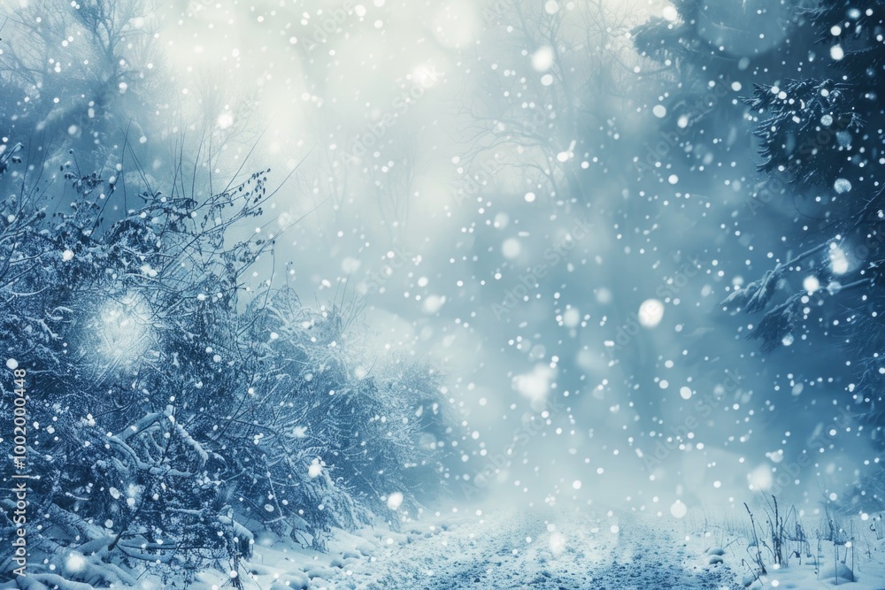 Snow Blizzard. Beautiful Winter Landscape with Christmas Blizzard in Fairy Tale Countryside Snow Blizzard. Beautiful Winter Landscape with Christmas Blizzard in Fairy Tale Countryside