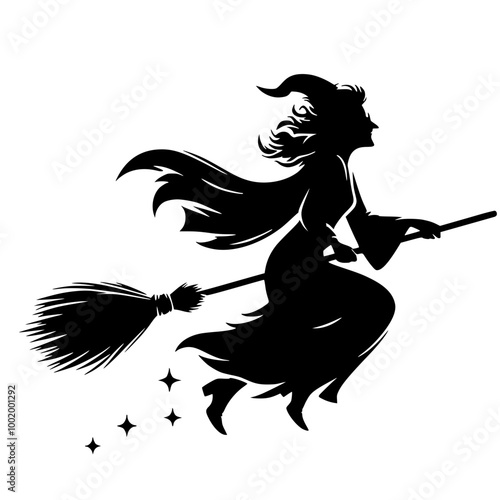 Witch's broomstick silhouette
