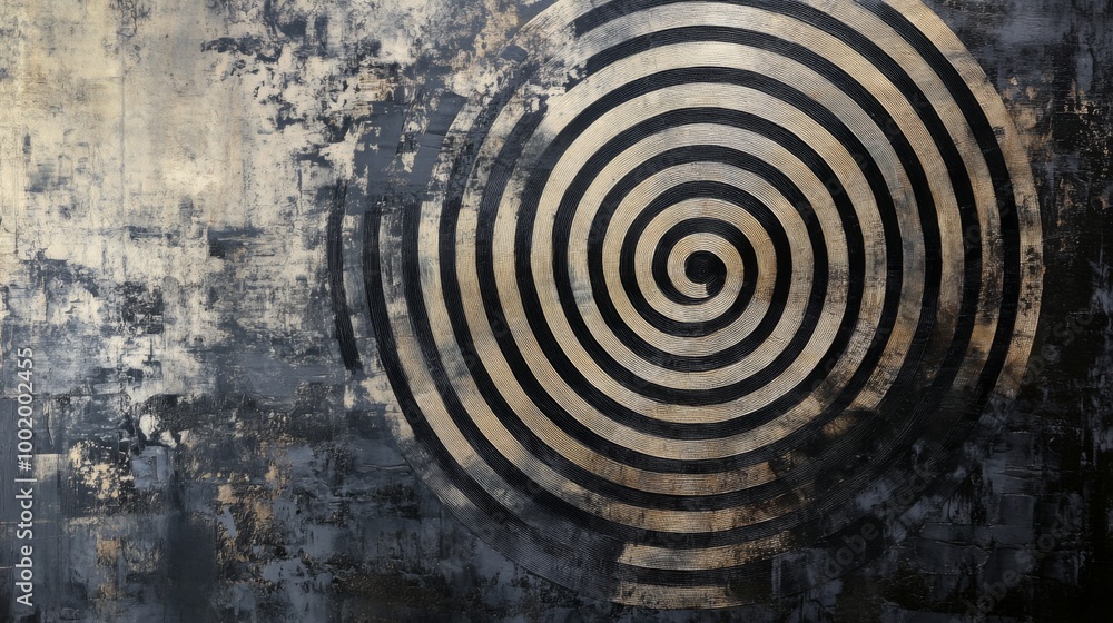 Abstract Spiral in Charcoal and Gold: A mesmerizing abstract painting featuring a swirling gold spiral on a charcoal background, creating a captivating contrast of light and dark. Abstract Spiral in Charcoal and Gold: A mesmerizing abstract painting featuring a swirling gold spiral on a charcoal background, creating a captivating contrast of light and dark.