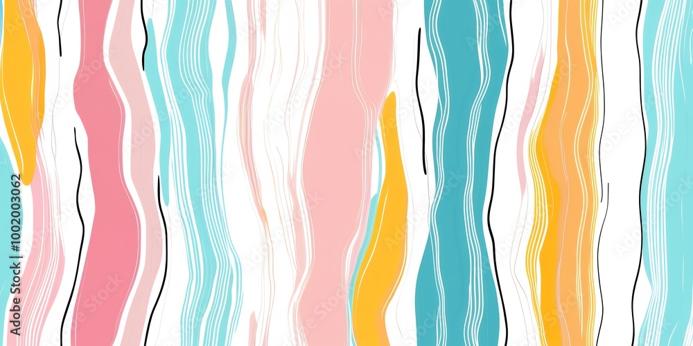 Abstract background with wavy lines in pink, blue, yellow and white. Abstract background with wavy lines in pink, blue, yellow and white.