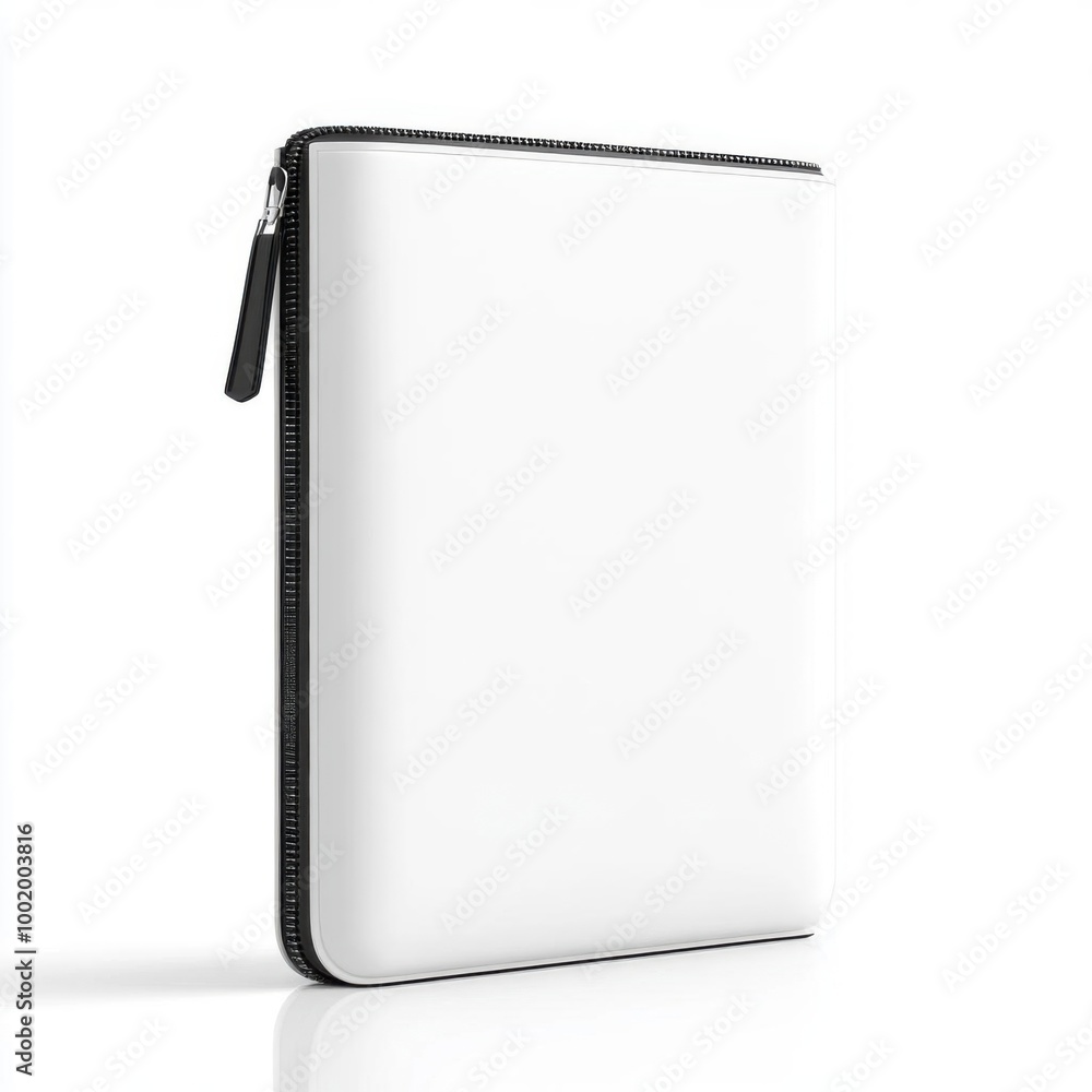 Sleek white zippered pouch for storing documents and essentials, ideal for organization and travel. Sleek white zippered pouch for storing documents and essentials, ideal for organization and travel.