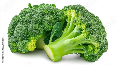 Fresh Broccoli Florets on White Background Generative AI