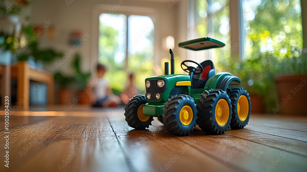 A Toy Tractor on the Floor of an Apartment, Children Playing Around
A Toy Tractor on the Floor of an Apartment, Children Playing Around