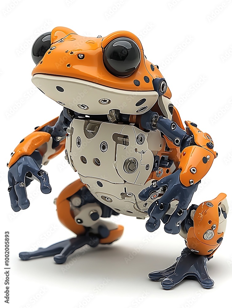 Mechanical Frog Jumping in Vibrant Colors Mechanical Frog Jumping in Vibrant Colors