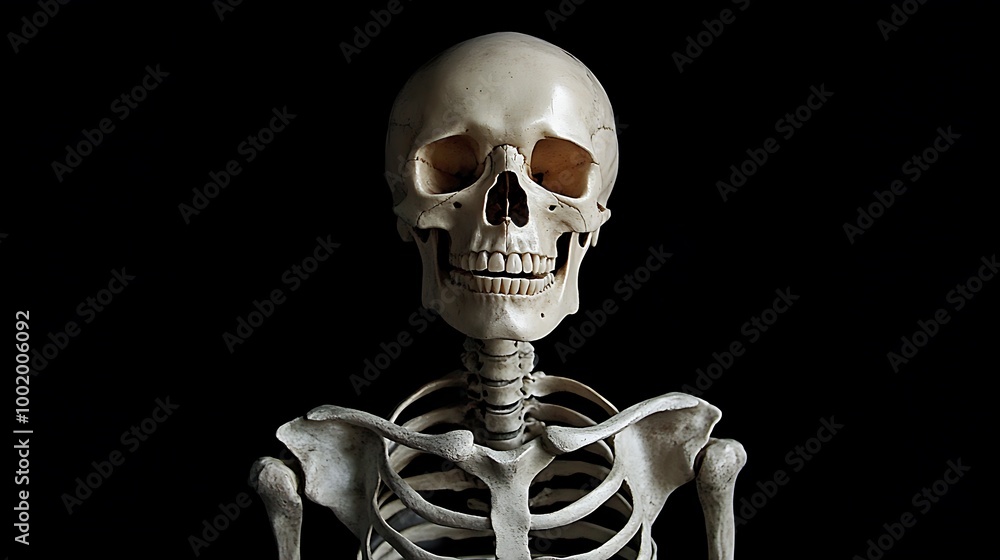 Small Skeleton Against Black Background Small Skeleton Against Black Background