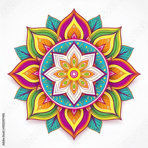 Mandala art design also called rangoli, decorative elements on white background