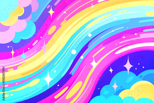 カラフルで幻想的な虹色のポップな背景アート