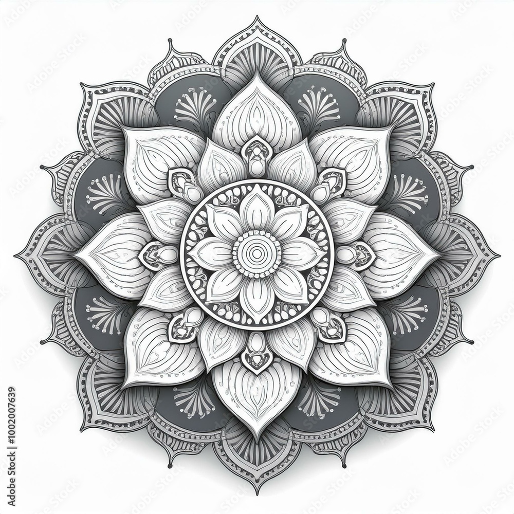 Mandala art design also called rangoli, decorative elements on white background Mandala art design also called rangoli, decorative elements on white background