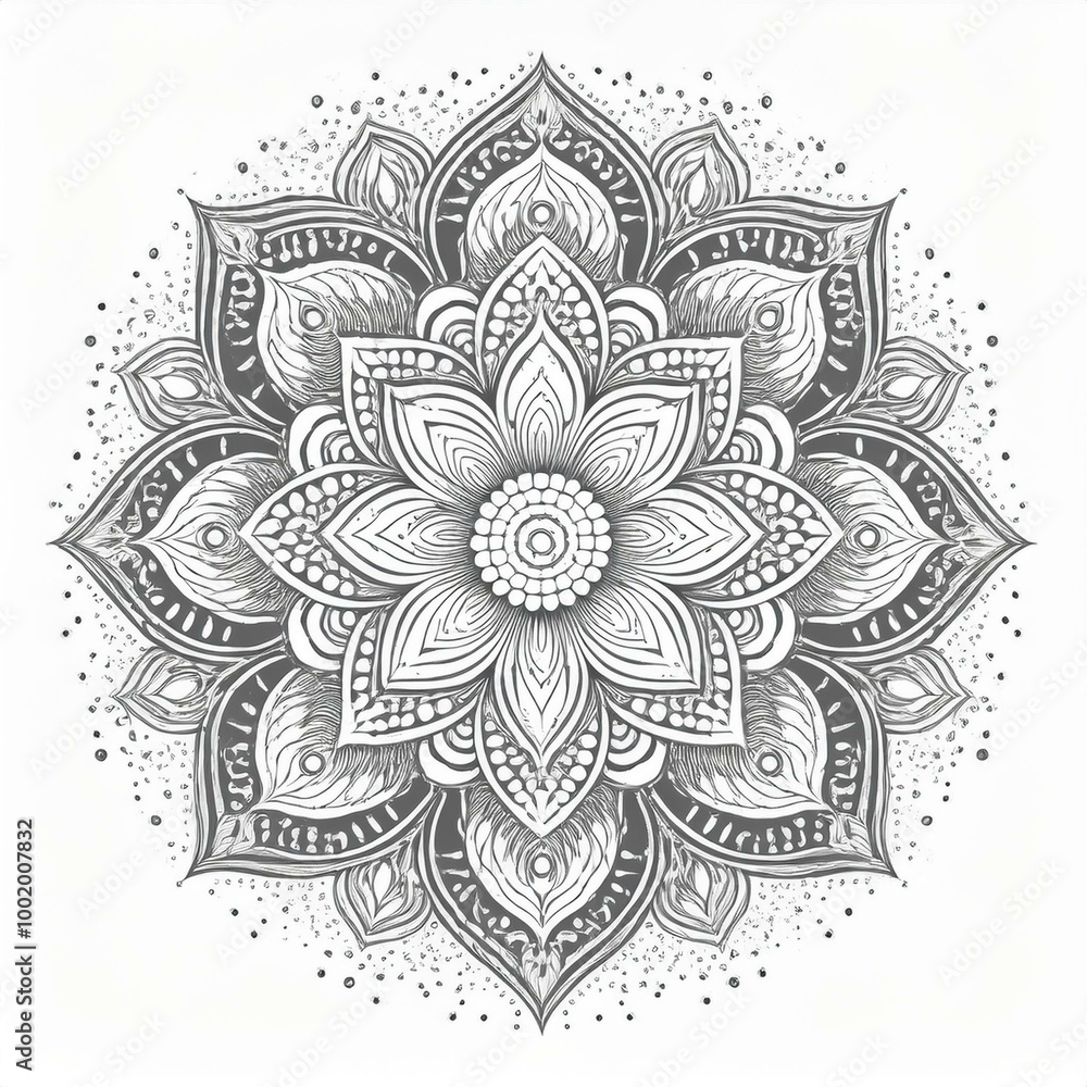 Mandala art design also called rangoli, decorative elements on white background Mandala art design also called rangoli, decorative elements on white background