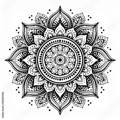 Mandala art design also called rangoli, decorative elements on white background