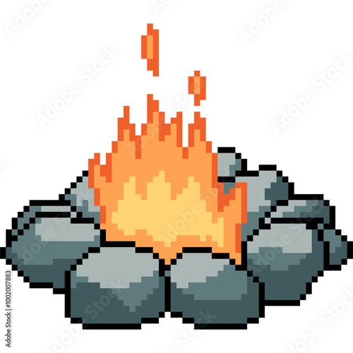 pixel art of outdoot camp fire