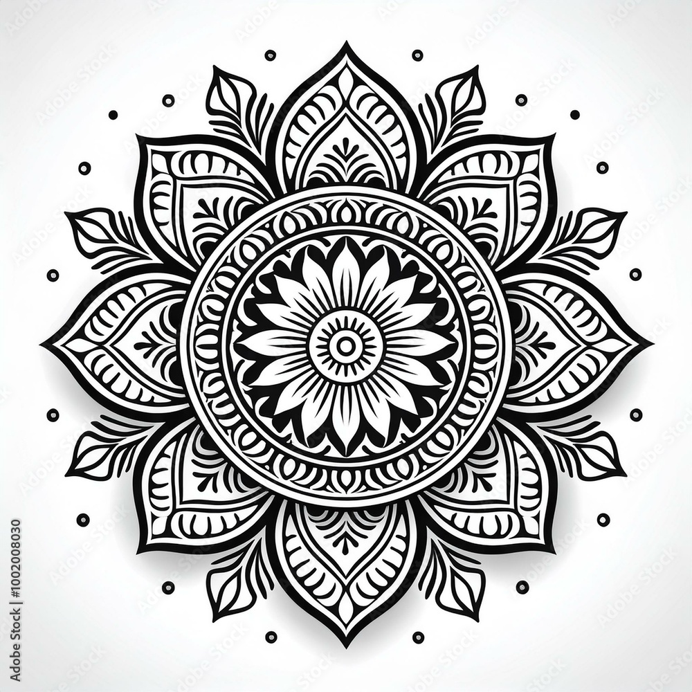 Mandala art design also called rangoli, decorative elements on white background Mandala art design also called rangoli, decorative elements on white background