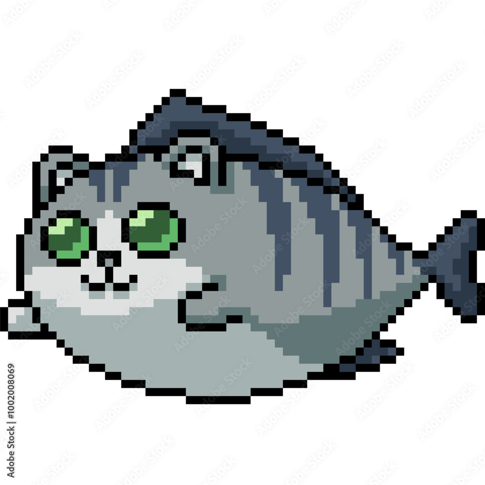 pixel art of fat cat fish