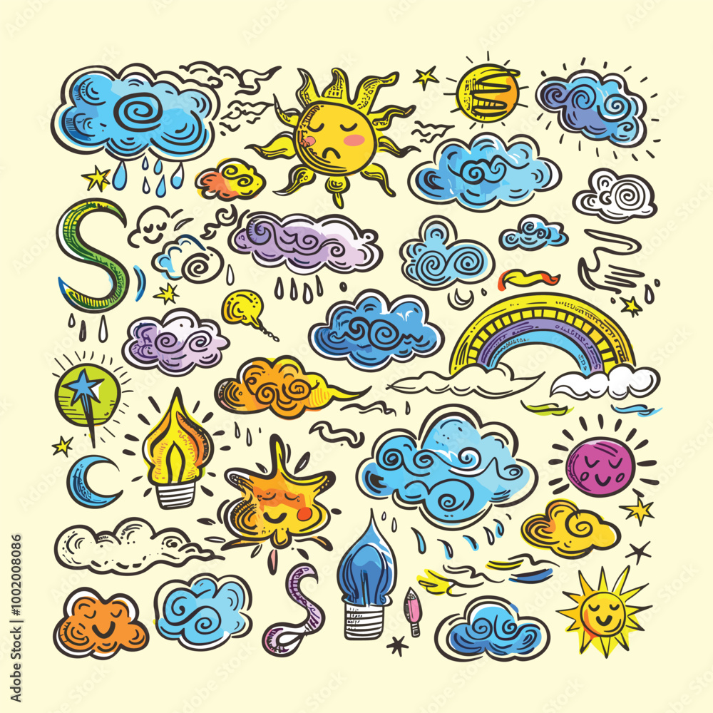 Obraz premium Cloud Doodle Vector Design