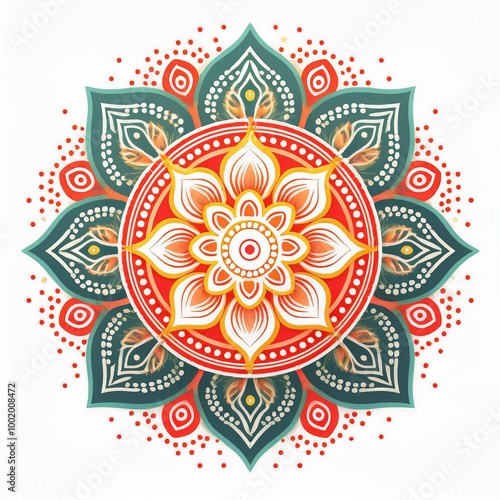 Mandala art design also called rangoli, decorative elements on white background