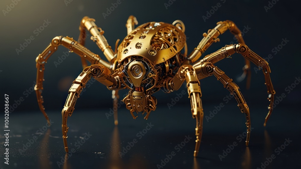 Fototapeta premium Golden Mechanical Spider