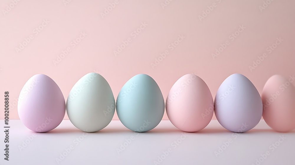 Minimalist Pastel Easter Eggs on Soft Background Minimalist Pastel Easter Eggs on Soft Background