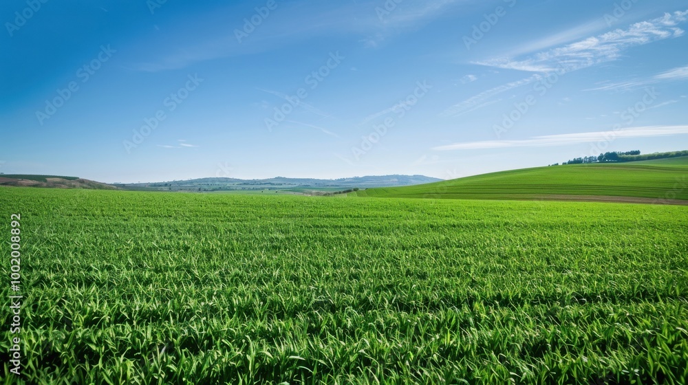 Lush Green Fields Under Clear Blue Sky Lush Green Fields Under Clear Blue Sky