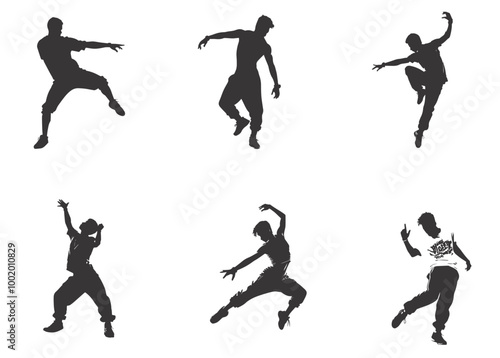 Wallpaper Mural Dynamic Hip-Hop Dance Poses Silhouettes Torontodigital.ca