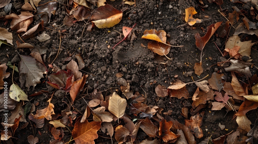 Autumn Leaves on Ground in Nature Scene Autumn Leaves on Ground in Nature Scene