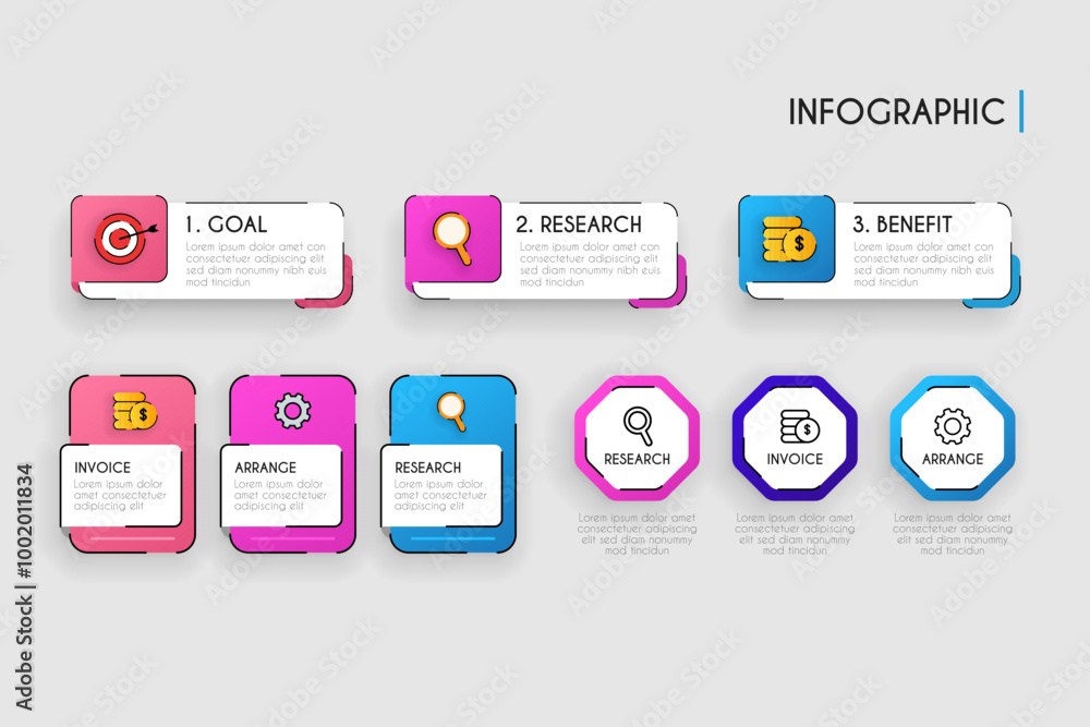 Set of infographic business with icon steps Set of infographic business with icon steps