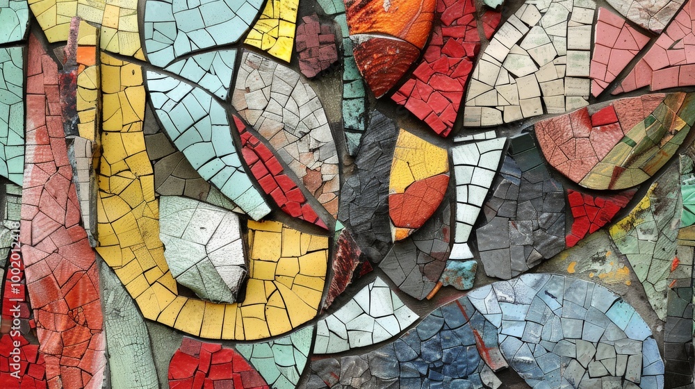 Obraz premium Abstract mosaic art with a mix of bright and muted tones with
