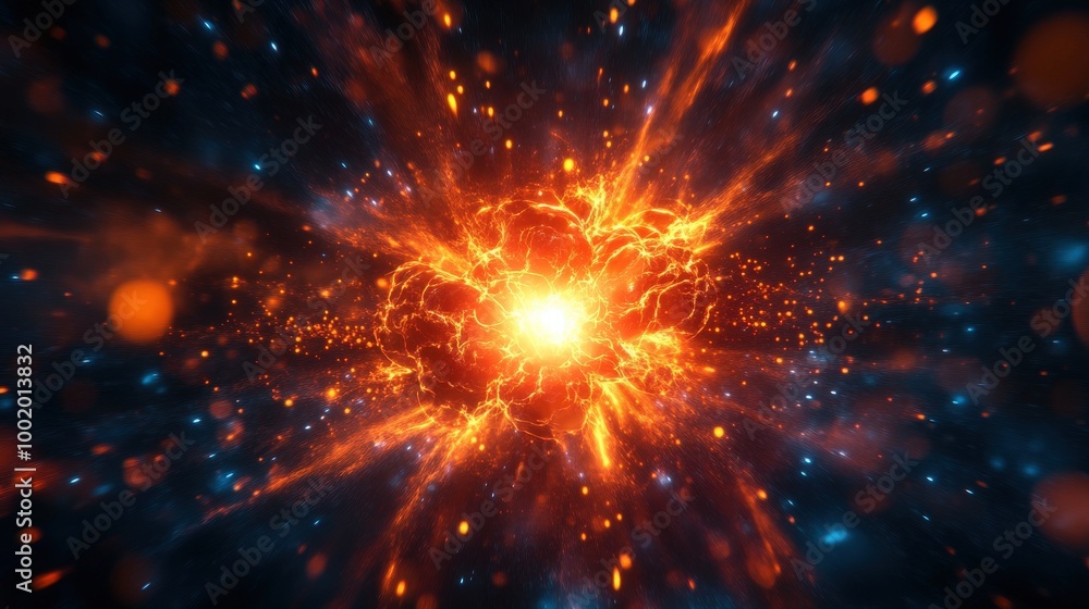 Fototapeta premium A vibrant explosion of colors and light against a dark background.