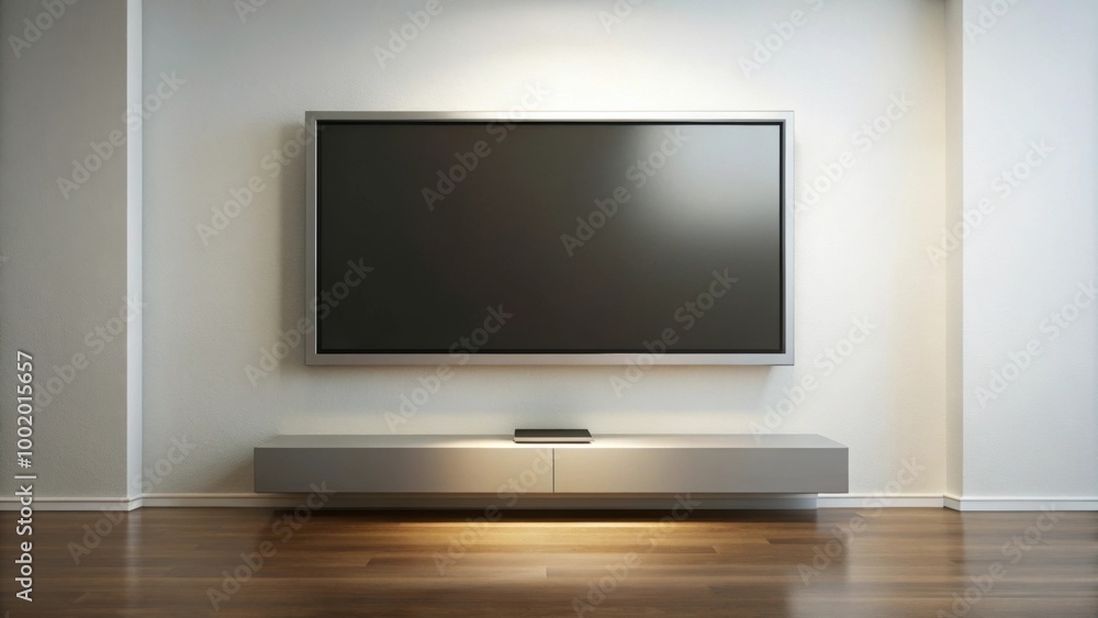 Fototapeta premium Mounting a flat screen TV on the wall , installation, television, home, living room, interior, technology, entertainment, room