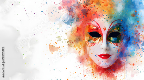 Colorful Mask Frame Background watercolor