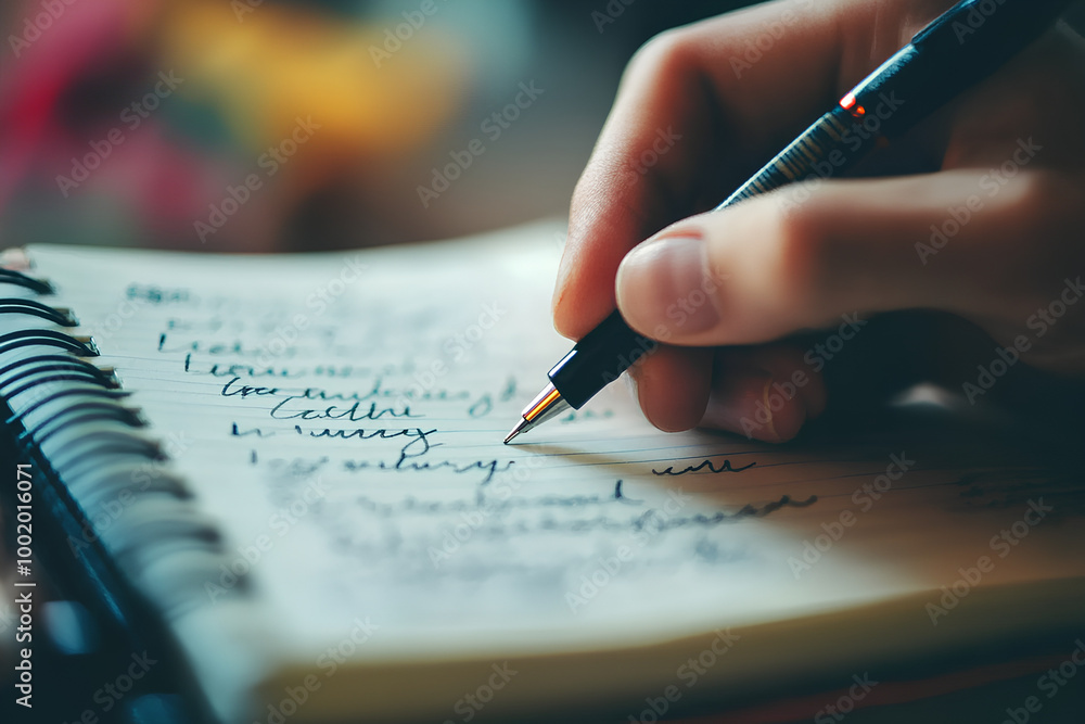 Hand writing on lined notebook Hand writing on lined notebook