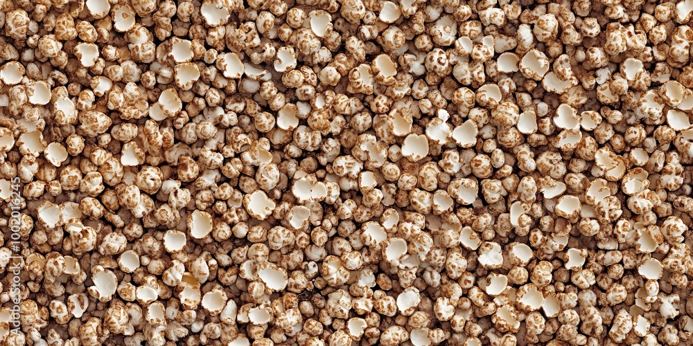 Close-up of puffed amaranth seeds, a healthy and gluten-free grain. Close-up of puffed amaranth seeds, a healthy and gluten-free grain.