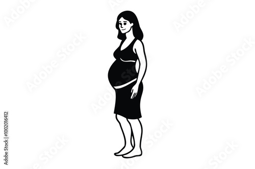 Pregnancy Mather line art Illustration Transparent White Background