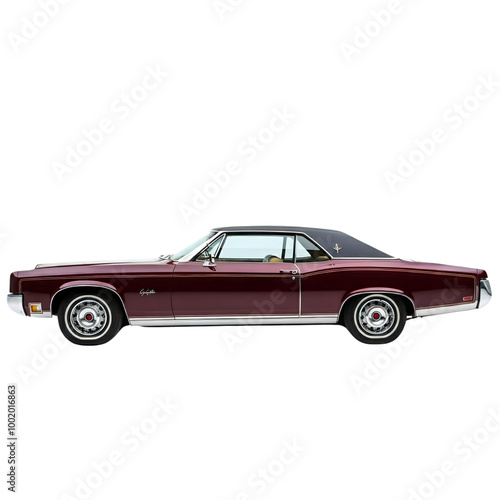 Classic Burgundy Car Side View Vintage Style