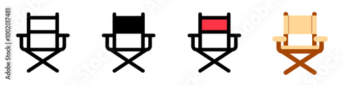 Editable camping, folding, director's chair, furniture vector icon. Movie, cinema, entertainment. Part of a big icon set family. Perfect for web and app interfaces, presentations, infographics, etc