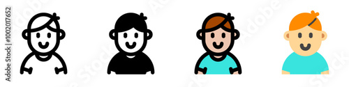 Editable person boy wearing t-shirt avatar vector icon. User, profile, identity, persona. Part of a big icon set family. Perfect for web and app interfaces, presentations, infographics, etc