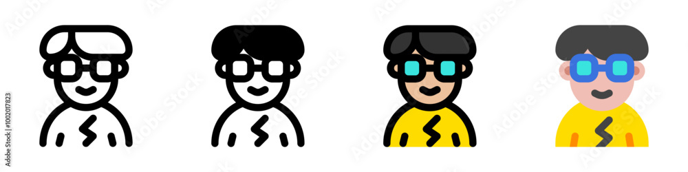 Editable person with bowl haircut and glasses avatar vector icon. User, profile, identity, persona. Part of a big icon set family. Perfect for web and app interfaces, presentations, infographics, etc Editable person with bowl haircut and glasses avatar vector icon. User, profile, identity, persona. Part of a big icon set family. Perfect for web and app interfaces, presentations, infographics, etc