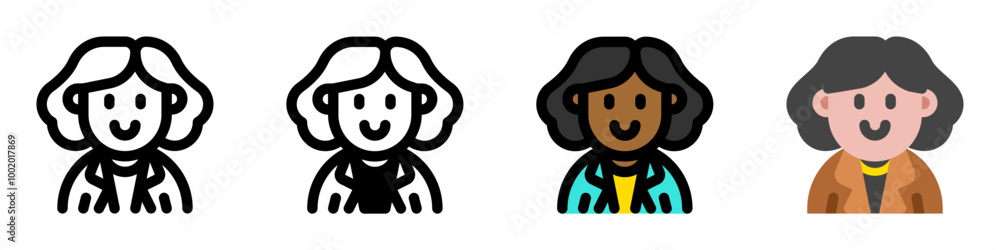 Editable business woman avatar vector icon. User, profile, identity, persona. Part of a big icon set family. Perfect for web and app interfaces, presentations, infographics, etc Editable business woman avatar vector icon. User, profile, identity, persona. Part of a big icon set family. Perfect for web and app interfaces, presentations, infographics, etc