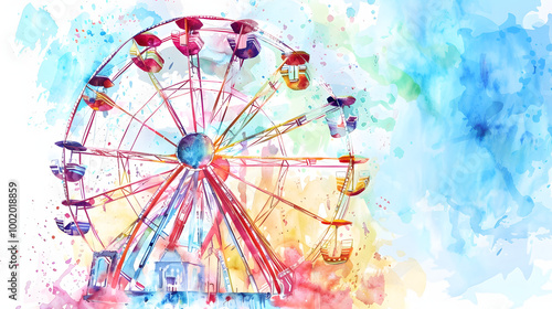 Ferris Wheel Frame Background watercolor