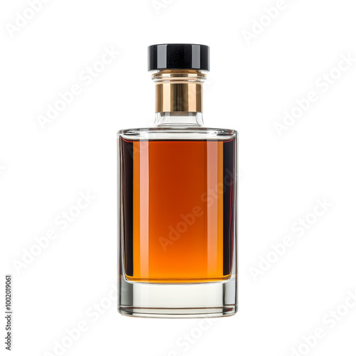 Glass Bottle of Liquor with Golden Cap