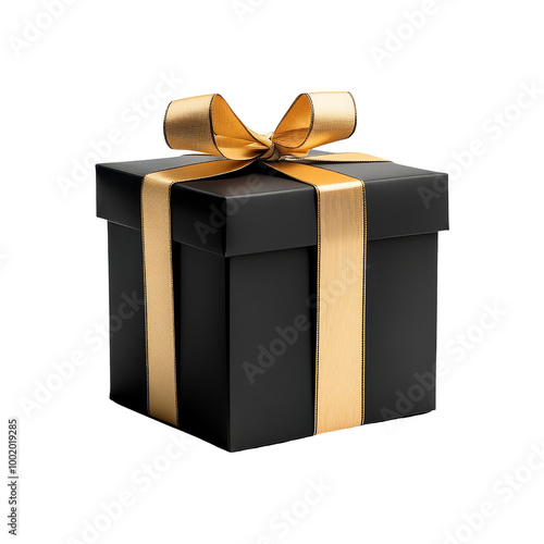 Black Gift Box with Gold Ribbon