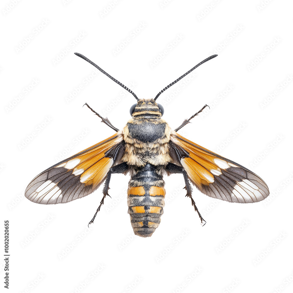 Closeup of a Bee with Black, Orange, and White Stripes Closeup of a Bee with Black, Orange, and White Stripes