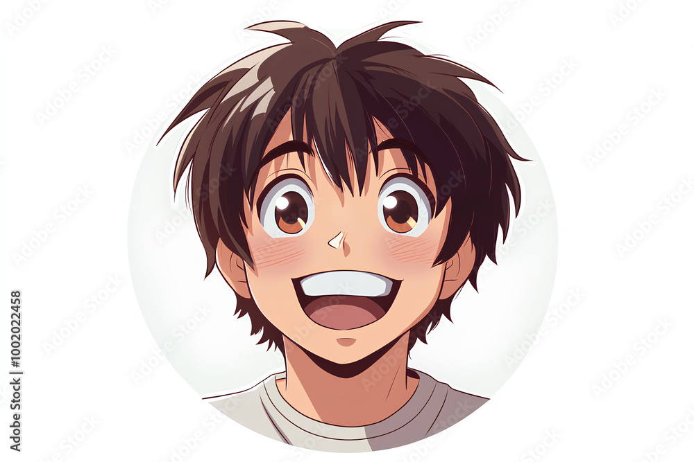 Happy Man Face on Round White Background Illustration Happy Man Face on Round White Background Illustration