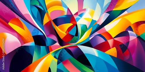 Abstract digital art with vibrant colors and dynamic shapes.