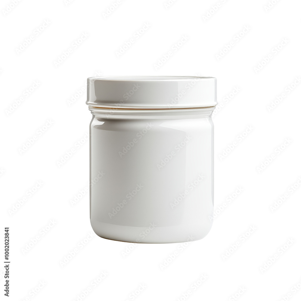 White Plastic Jar with Lid Isolated White Plastic Jar with Lid Isolated