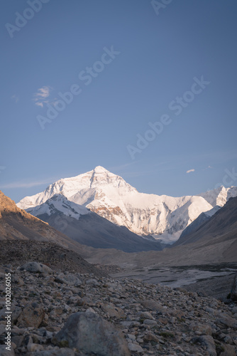 The north face of Mount Everest seen from Rongbuk monastery photo